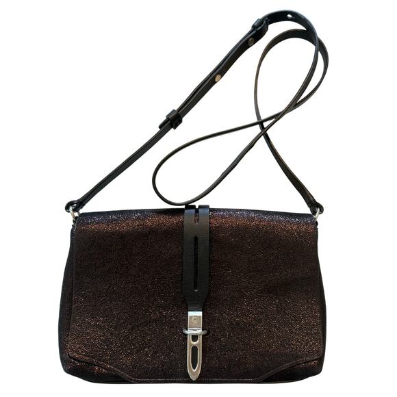 Rag & Bone Anthracite Metallic Leather Enfield Mini Crossbody Bag - Picture 1 of 10